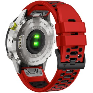 KALEBOL Garmin Fenix Series 5X - 6X - 7X Horlogeband Quickfit 26mm Dual Color Siliconen Band - Rood+Zwart