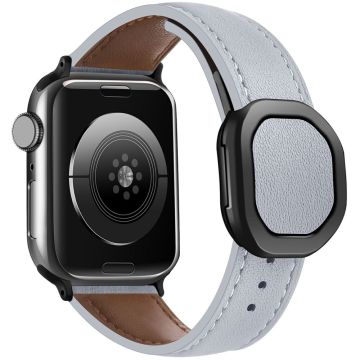 KALEBOL Apple Watch Series 49mm - 45mm - 44mm - 42mm Echt Koeie Leren Band - Licht Grijs