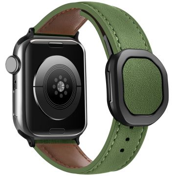 KALEBOL Apple Watch Series 49mm - 45mm - 44mm - 42mm Echt Koeienleren Band - Legergroen