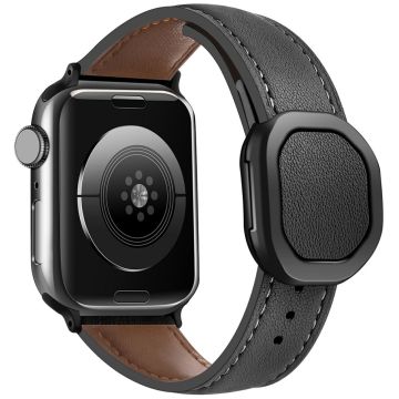 KALEBOL Apple Watch Series 49mm - 45mm - 44mm - 42mm Echt Koeie Leren Band - Zwart