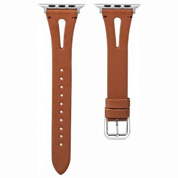 KALEBOL Apple Watch Series 49mm - 45mm - 44mm - 42mm Echt Koe Leren Bandje - Bruin