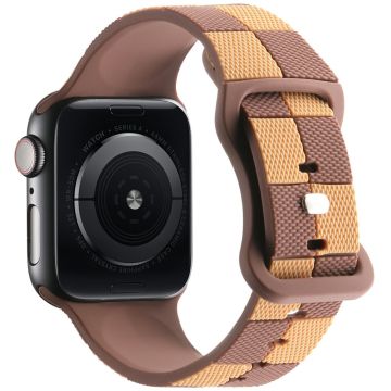 Apple Watch Series 49mm - 45mm - 44mm - 42mm Checkerboard Silicone Band - Brown