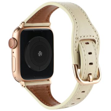 Apple Watch Series 49mm - 45mm - 44mm - 42mm Watch Strap - Beige+Rose Gold Buckle