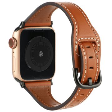 Apple Watch Series 49mm - 45mm - 44mm - 42mm Watch Strap - Brown+Black Buckle