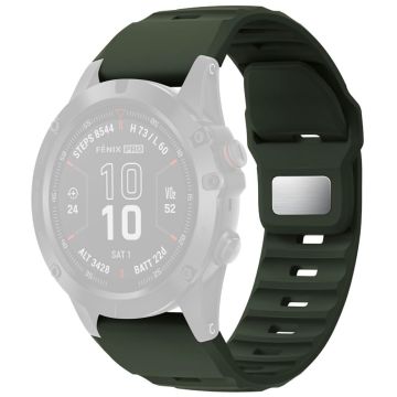 Siliconen horlogebandje voor Garmin Quickfit 26mm / Fenix 7X Pro / Fenix 7X vervangend horlogebandje - Legergroen