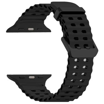 Siliconen bandje voor Apple Watch Series 49mm - 45mm - 44mm - 42mm Ocean Band - Zwart