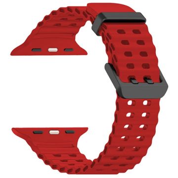 Silicone Strap for Apple Watch Series 49mm - 45mm - 44mm - 42mm Ocean Band - Red