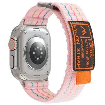 Apple Watch Series 10 46mm / Ultra 2 / Ultra 49mm / 9 8 7 45mm / SE (2023) SE (2022) SE Nylon Loop Watch Strap - Pink