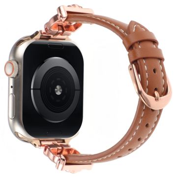 Apple Watch Series 49mm - 45mm - 44mm - 42mm Horlogebandje - Roségoud / Bruin