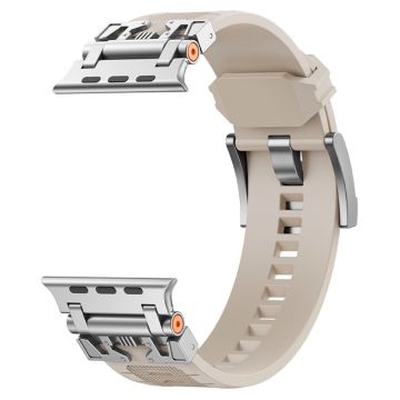 Apple Watch Series 49mm - 45mm - 44mm - 42mm Flexibele Horlogeband - Zilver / Starlight