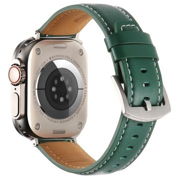 Bandje Apple Watch Series 49mm - 45mm - 44mm - 42mm Echt Koeienleer Bandje - Groen