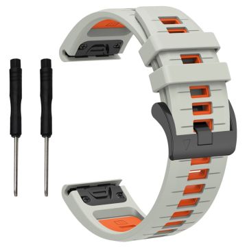 Garmin Fenix 8 51mm / Enduro 3 / Fenix 7X / 7X Pro Snel Afneembare Horlogeband Dual Color 26mm Siliconen Polsband - Grijs / Oranje