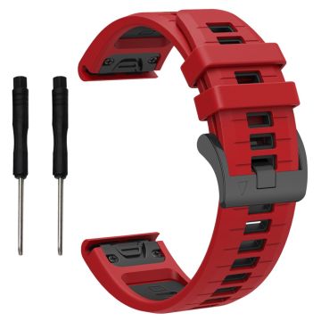 Garmin Fenix 8 51mm / Enduro 3 / Fenix 7X / 7X Pro Snel Afneembare Horlogeband Dual Color 26mm Siliconen Polsband - Rood / Zwart