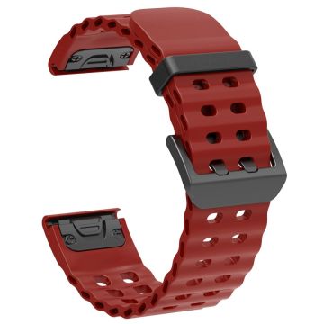 26mm Siliconen horlogebandje Garmin Fenix 8 51mm / Enduro 3 / Instinct 2X met meerdere gaatjes - Wijnrood