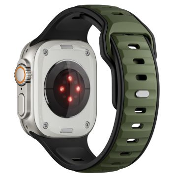 Dual Color Siliconengordel Apple Watch Series 10 46mm / Ultra 2 Ultra 49mm / Series 9 8 7 45mm / SE (2023) SE (2022) SE 6 5 4 44mm / 3 2 1 42mm - Legergroen+Zwart