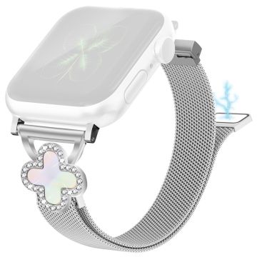 Milanese Mesh Band Apple Watch Series 10 46mm / Ultra 2 49mm / Series 9 8 7 45mm / SE (2023) SE (2022) SE 6 5 4 44mm / 3 2 1 42mm Magnetisch horlogebandje met klaveraansluiting, Maat: S - Zilver