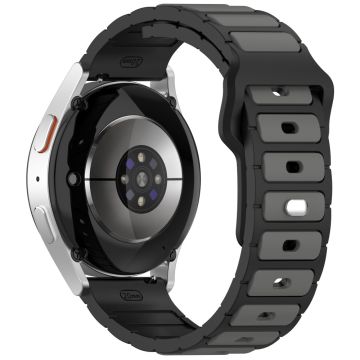 Siliconen horlogebandje Samsung Galaxy Watch7 44mm 40mm / Watch6 44mm 40mm / Watch6 Classic 47mm 43mm Universele 20mm Dual Color Horlogeband - Zwart+Grijs