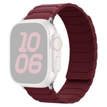 Silicone Strap Apple Watch Series 10 46mm Magnetic Band - Wine Red