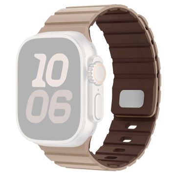 Apple Watch Series 10 46mm Magnetic Silicone Band Quick Release Strap - Milk Tea / Chocolate