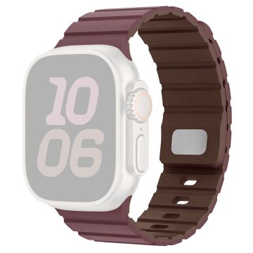 Apple Watch Series 10 46mm Magnetic Silicone Band Quick Release Strap - Smoky Purple / Chocolate