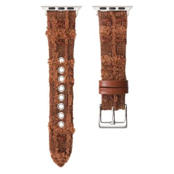 Genuine Cow Leather and Wool Strap Apple Watch Series 10 46mm - Brown