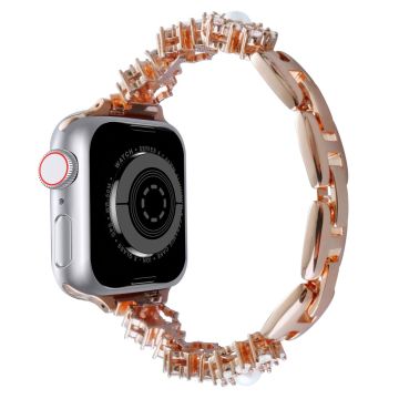 Watch Band Apple Watch Series 10 46mm Metal Sparkling Pearl Bracelet Strap - Rose Gold