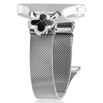 Garmin D2 Air X10 / Bounce Milanese Band Metalen Magnetische Horlogeband Klaver Decor, Maat: L - Zilver / Zwart