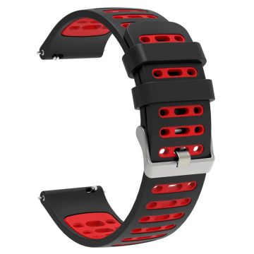 22mm Silicone Band Keep Watch Pilot 1 / Xiaomi Watch S4 / Huawei Watch GT 5 Pro 46mm Dual Color Watch Strap - Black+Red