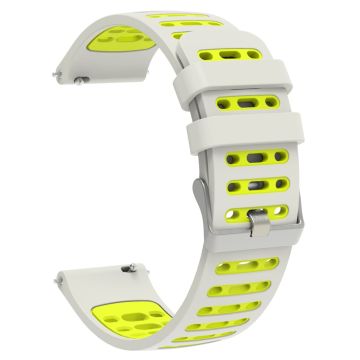 22mm Silicone Band Keep Watch Pilot 1 / Xiaomi Watch S4 / Huawei Watch GT 5 Pro 46mm Dual Color Watch Strap - Silver White+Fluorescent Green