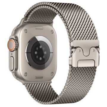 Watch Band Apple Watch Series 10 46mm Parachute Buckle Milanese Stainless Steel Strap - Titanium