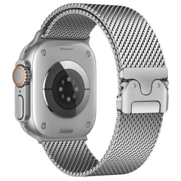 Watch Band Apple Watch Series 10 46mm Parachute Buckle Milanese Stainless Steel Strap - Silver