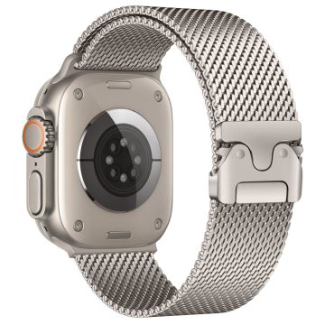 Watch Band Apple Watch Series 10 46mm Parachute Buckle Milanese Stainless Steel Strap - Starlight