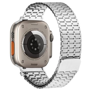 LEMONDA Magnetic Strap Apple Watch Series 10 46mm Metal Watch Band - Silver