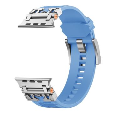 KALEBOL Armor Flexible Watch Strap Apple Watch Series 10 46mm Wrist Band - Silver+Baby Blue