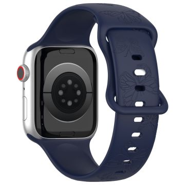 KALEBOL Butterfly Imprint Watch Strap Apple Watch Series 10 46mm Silicone Band - Dark Blue