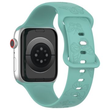 KALEBOL Butterfly Imprint Watch Strap Apple Watch Series 10 46mm Silicone Band - Cactus Green