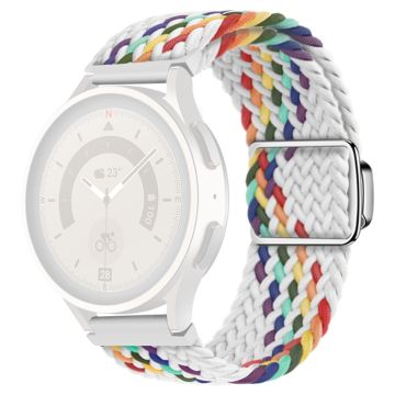 KALEBOL 22mm Magnetic Watch Strap Samsung Galaxy Watch3 45mm / Huawei Watch GT 5 46mm / GT 5 Pro 46mm Nylon Band - White Rainbow