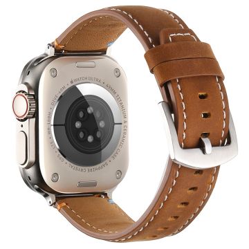 KALEBOL Genuine Cow Leather Watch Strap Apple Watch Series 10 46mm - Matte Brown