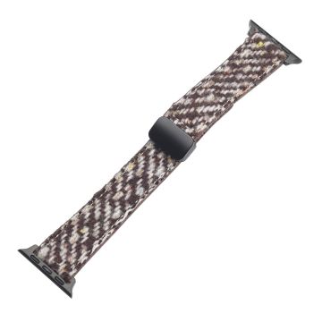 Genuine Cow Leather+Wool Watch Band Apple Watch Series 10 46mm Wrist Strap - Coffee