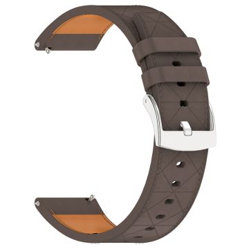 22mm Watch Band Huawei Watch GT 5 46mm / GT 5 Pro 46mm / GT 4 46mm Square Pattern Leather Strap - Coffee