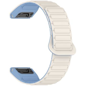 26mm magnetisch horlogebandje Garmin Fenix 8 51mm / Enduro 3 / Enduro 2 Zacht siliconenn bandje met snelsluiting - Wit+Mistblauw