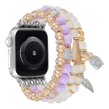 Beaded Bracelet Apple Watch Series 10 46mm Replacement Watch Band - Purple