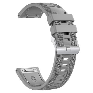 22mm Watch Band Huawei Watch GT 5 Pro 46mm / GT 5 46mm / Samsung Galaxy Watch3 45mm Silicone+Nylon Replacement Strap - Grey