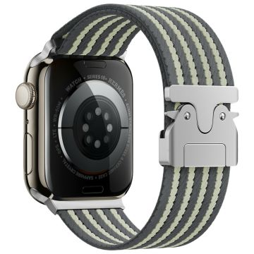 KALEBOL Nylon Watch Band Apple Watch Series 10 46mm Wrist Strap - Grey+Light Yellow