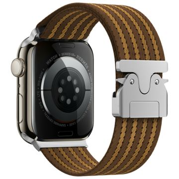 KALEBOL Nylon Watch Band Apple Watch Series 10 46mm Wrist Strap - Brown+Khaki