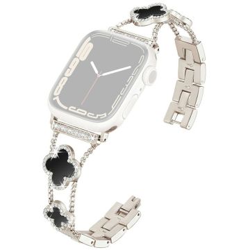 KALEBOL Metal Watch Band Apple Watch Series 10 46mm Rhinestone Clover Zinc Alloy Strap - Starlight