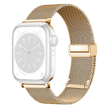 KALEBOL Magnetic Buckle Watch Band Apple Watch Series 10 46mm Stainless Steel Strap - Gold