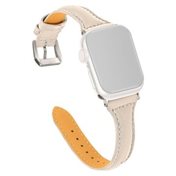 KALEBOL Genuine Cow Leather Band Apple Watch Series 10 46mm Women Watch Strap - Apricot