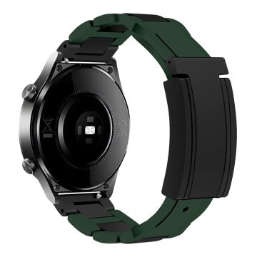 20mm horlogeband Samsung Galaxy Watch7 44mm / 40mm / Galaxy Watch FE 40mm T-Type magnetische sluiting roestvrij staal rubberen band - Groen / Zwart
