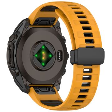 26 mm horlogeband Garmin Enduro 3 / Fenix 8 51 mm / Instinct 2X Ademende siliconenn band met magnetische vouwsluiting - Oranje+Zwart